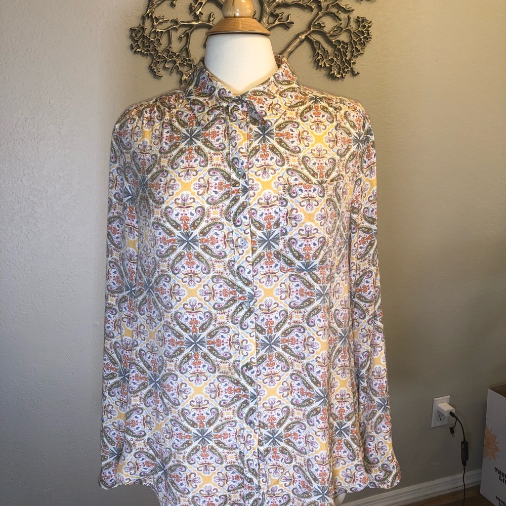 blouse Zac And Rachel Long Sleeve Button Up Paisley Print Light Wgt Sz Lg women